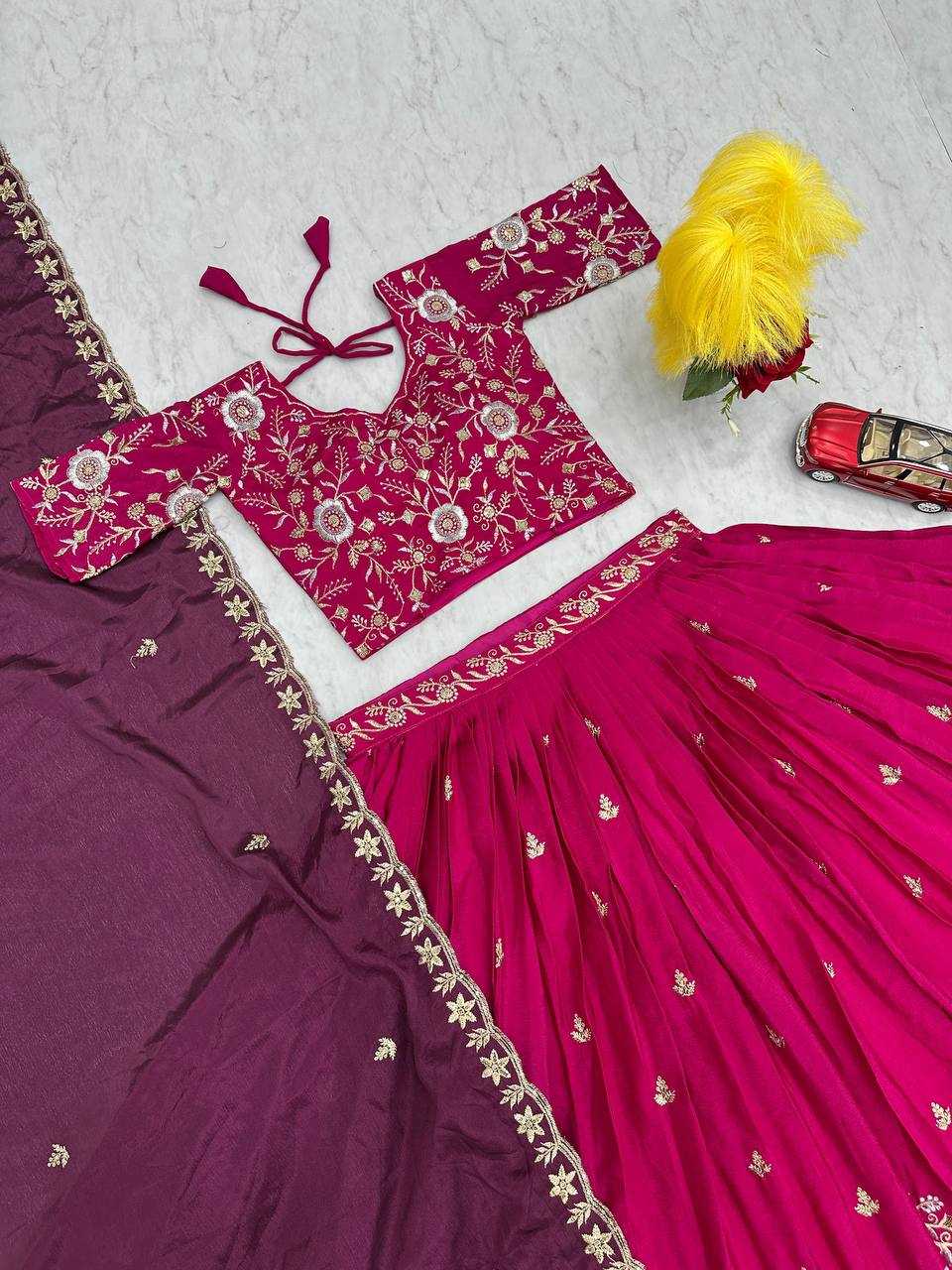 YNF CHINON KESH130 204 LEHENGAS WHOLESALE SILK WEDDING EMBROIDERED PINK LEHENGA WITH DUPTTA WEDDING LEHENGAS MANUFACTURER- Kapda Export