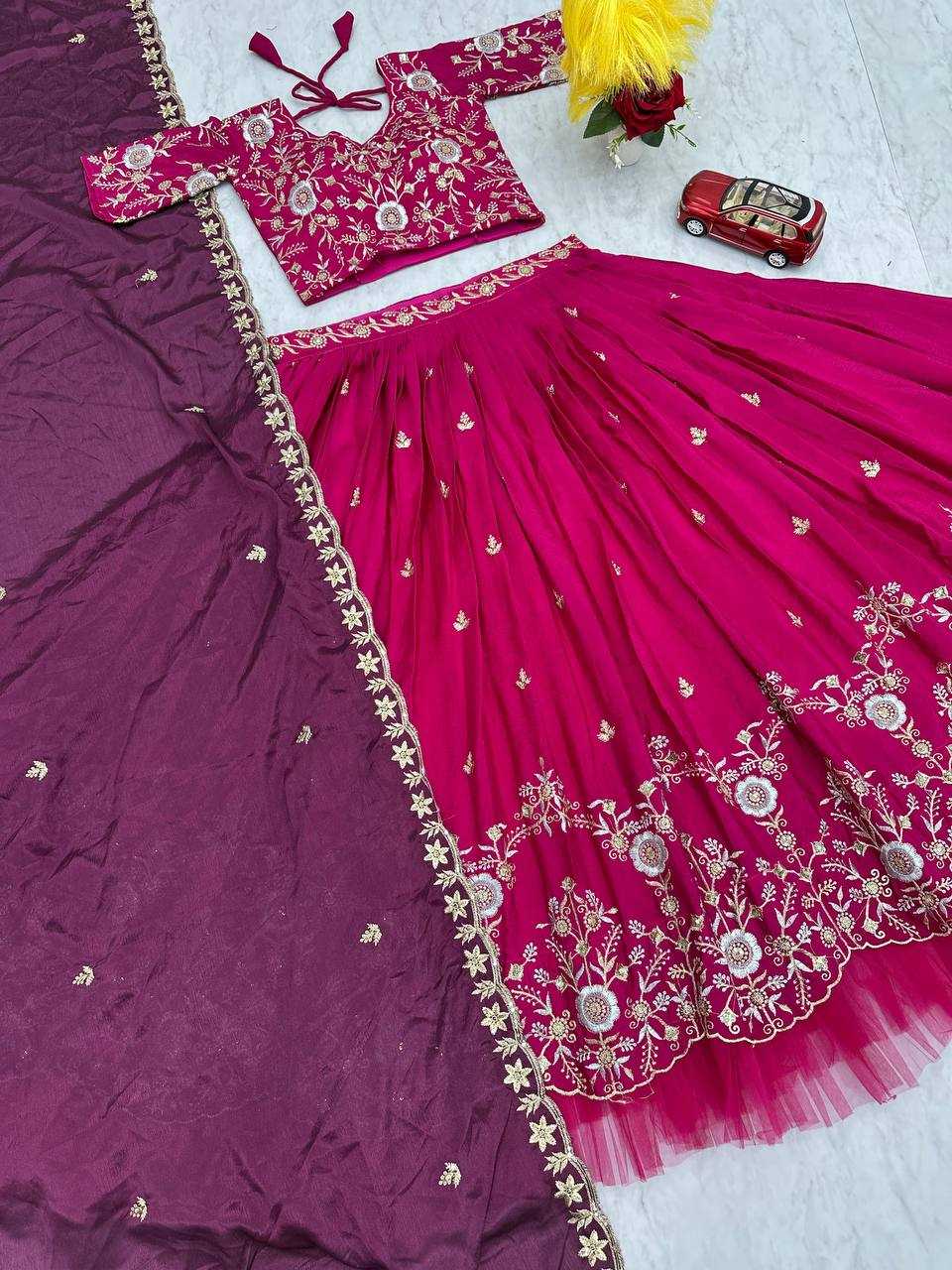 YNF CHINON KESH130 204 LEHENGAS WHOLESALE SILK WEDDING EMBROIDERED PINK LEHENGA WITH DUPTTA WEDDING LEHENGAS MANUFACTURER- Kapda Export