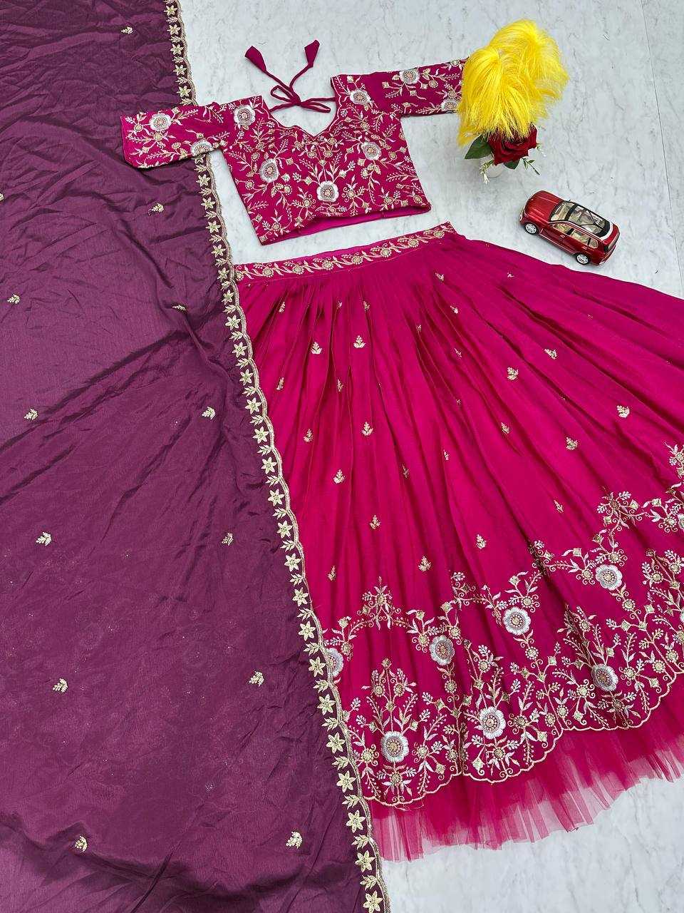 YNF CHINON KESH130 204 LEHENGAS WHOLESALE SILK WEDDING EMBROIDERED PINK LEHENGA WITH DUPTTA WEDDING LEHENGAS MANUFACTURER- Kapda Export