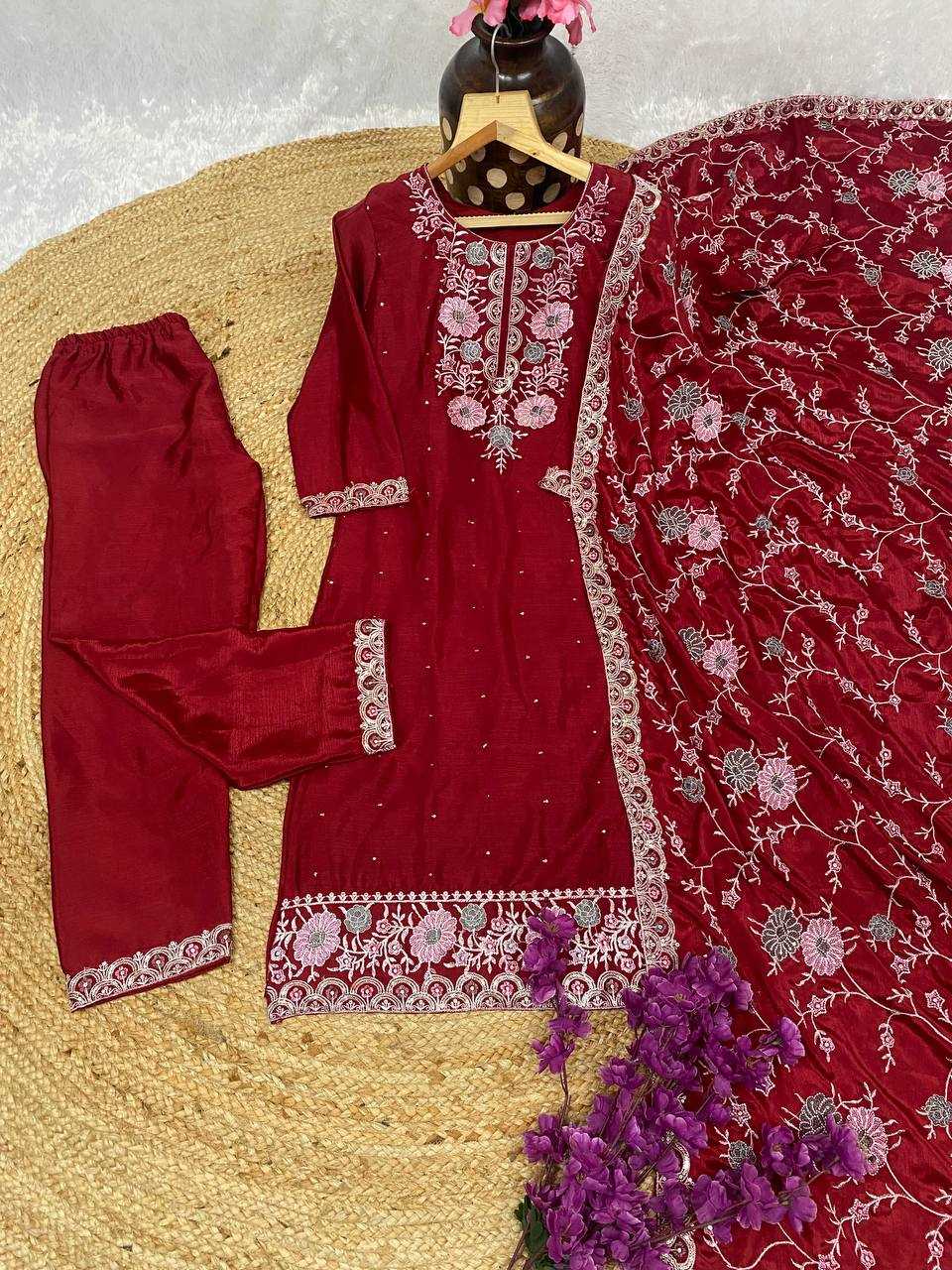 YNF CHINON KESH164 G72 SUITS & DRESSES WHOLESALE EMBROIDRY LADIES LONG KURTI RED SALWAR SUITS MANUFACTURE- Kapda Export