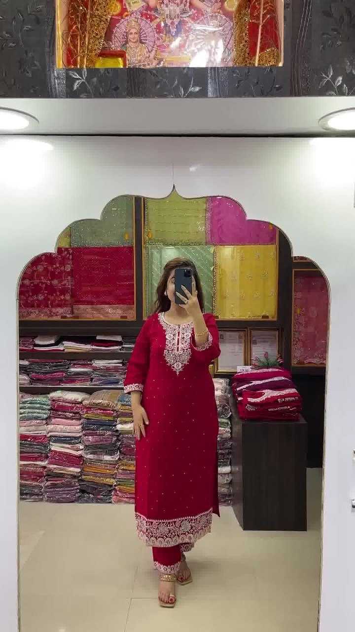 YNF CHINON KESH164 G72 SUITS & DRESSES WHOLESALE EMBROIDRY LADIES LONG KURTI RED SALWAR SUITS MANUFACTURE- Kapda Export