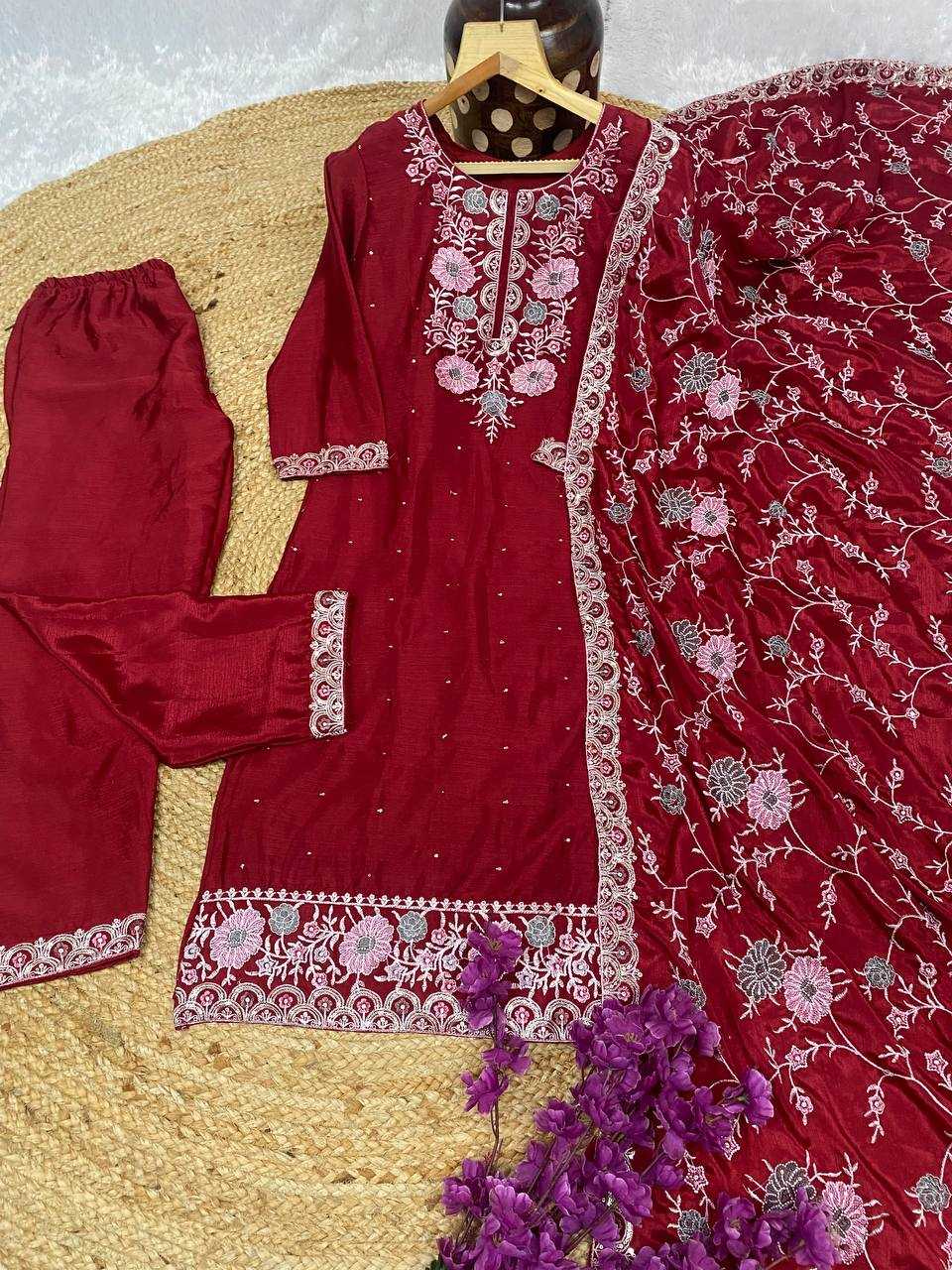 YNF CHINON KESH164 G72 SUITS & DRESSES WHOLESALE EMBROIDRY LADIES LONG KURTI RED SALWAR SUITS MANUFACTURE- Kapda Export