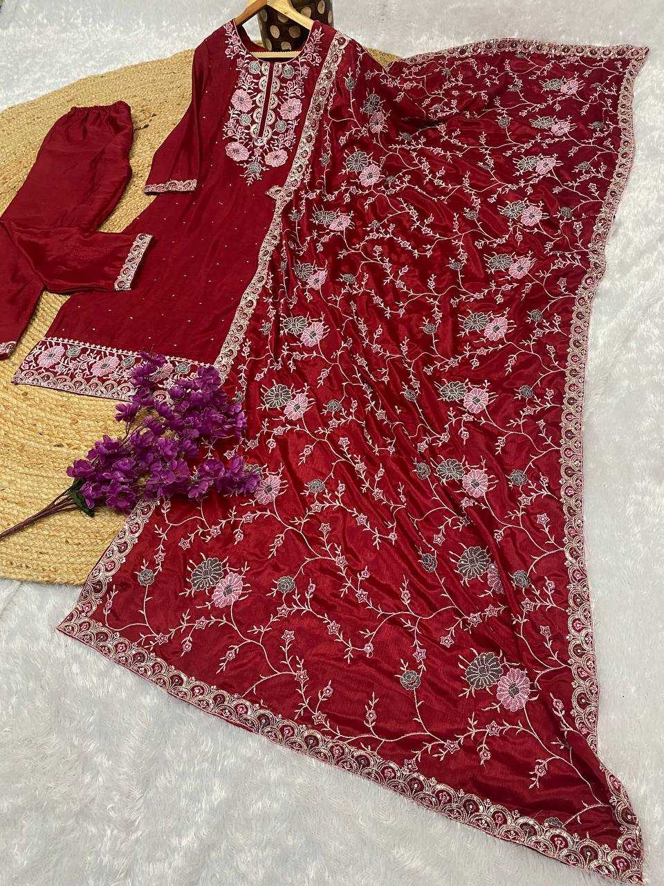 YNF CHINON KESH164 G72 SUITS & DRESSES WHOLESALE EMBROIDRY LADIES LONG KURTI RED SALWAR SUITS MANUFACTURE- Kapda Export