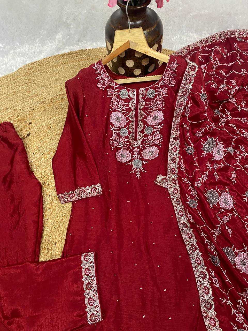 YNF CHINON KESH164 G72 SUITS & DRESSES WHOLESALE EMBROIDRY LADIES LONG KURTI RED SALWAR SUITS MANUFACTURE- Kapda Export