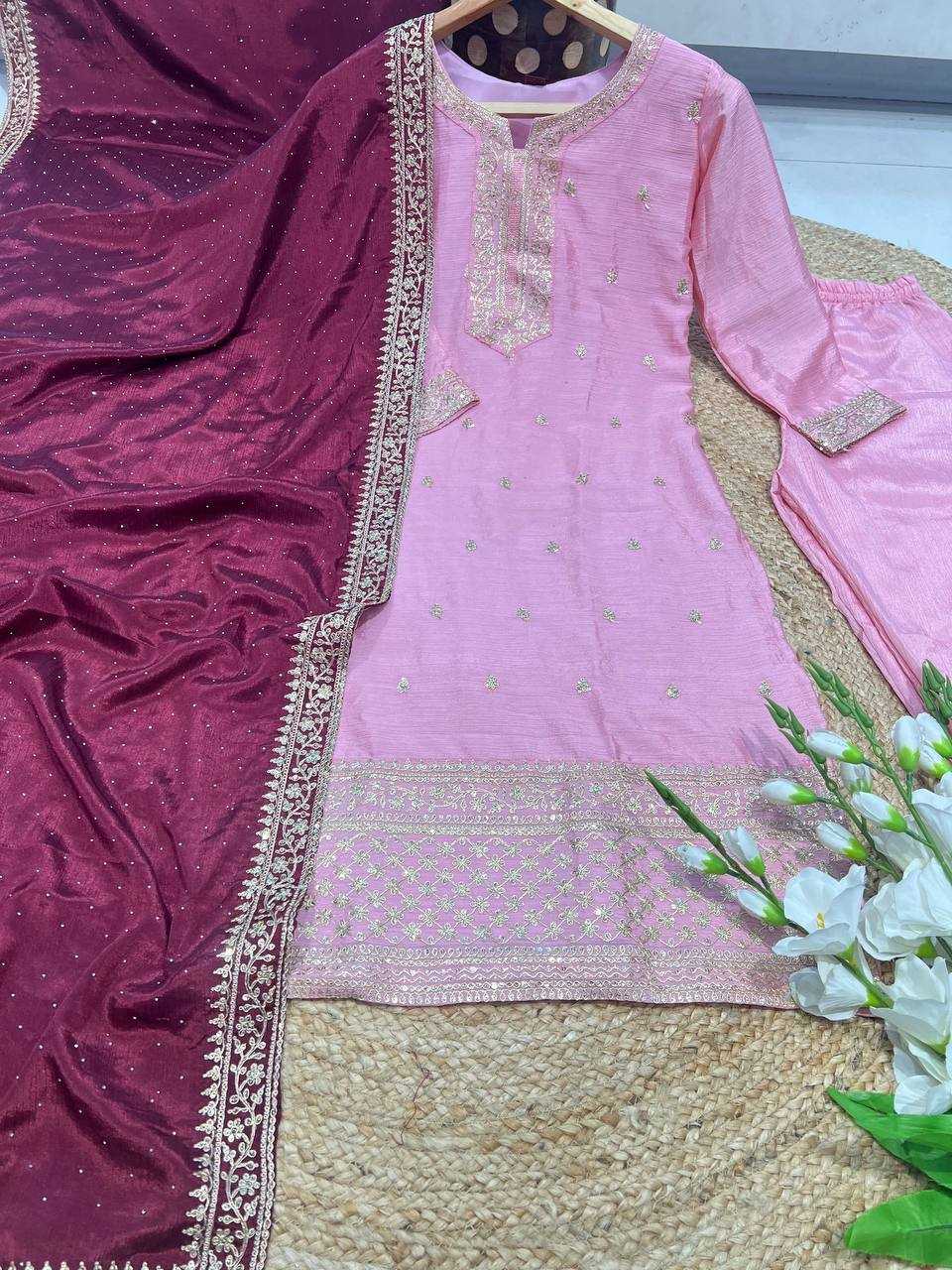 YNF CHINON KESH164 G76 SUITS & DRESSES WHOLESALE EMBROIDERY LONG KURTI PINK SALWAR SUITS MANUFACTURE- Kapda Export