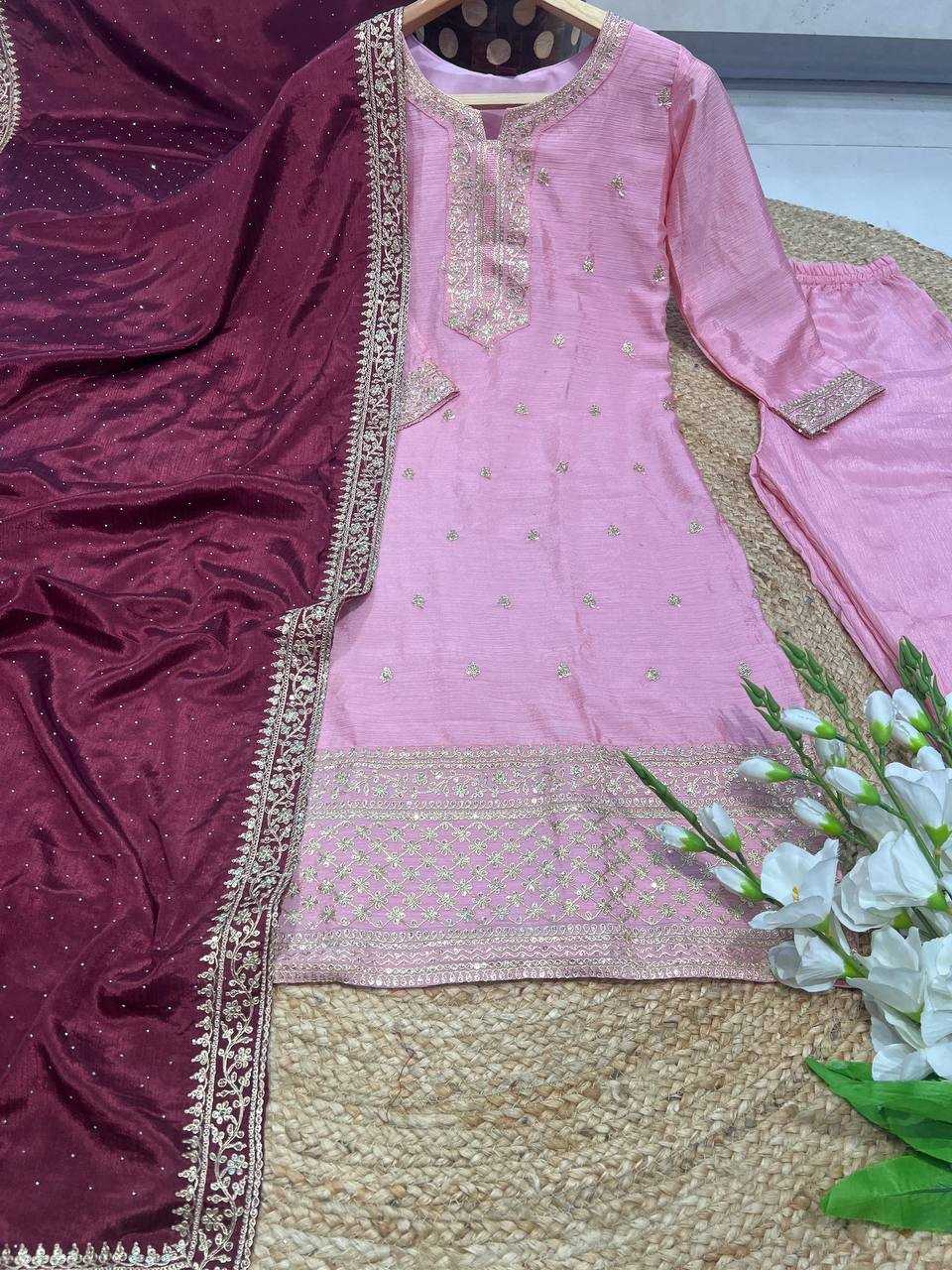 YNF CHINON KESH164 G76 SUITS & DRESSES WHOLESALE EMBROIDERY LONG KURTI PINK SALWAR SUITS MANUFACTURE- Kapda Export