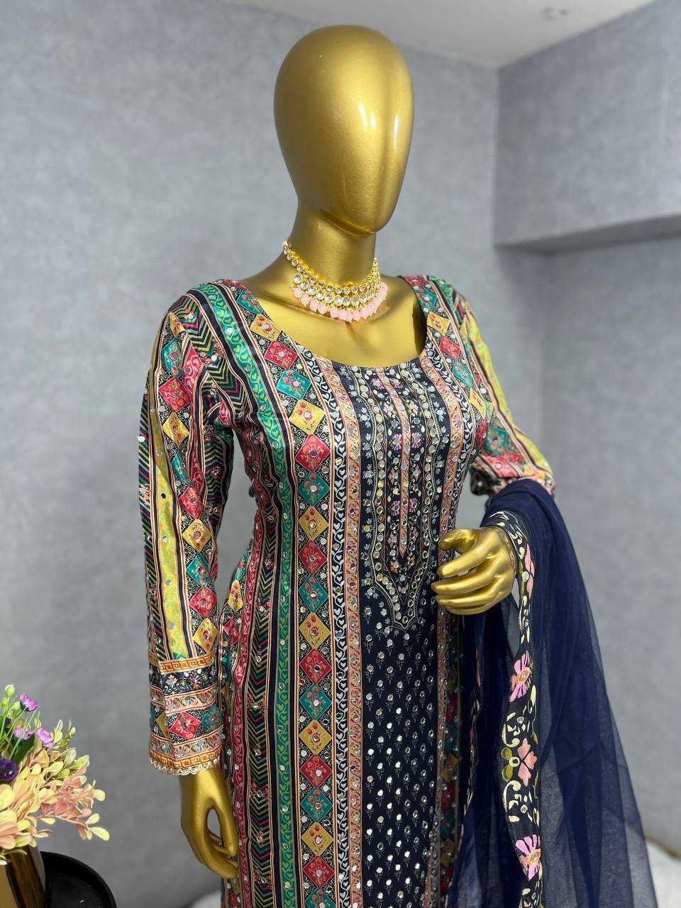 YNF CHINON SILK KESH159 1309 SUITS & DRESSES WHOLESALE SILK EMBROIDERY LONHG KURTI SUITS MANUFACTURE- Kapda Export