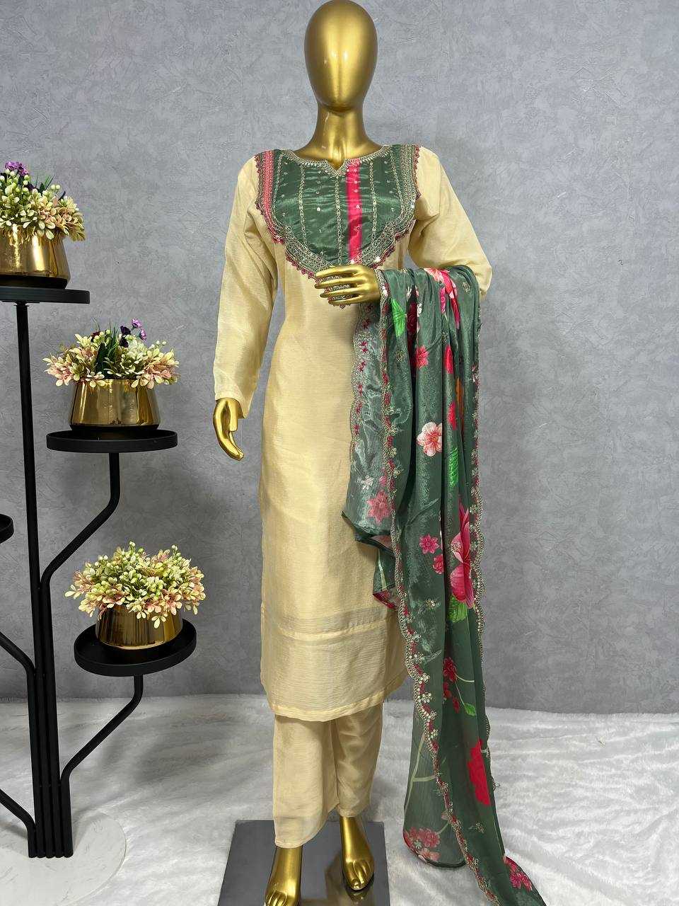 YNF CHINON SILK KESH227 1005 SUITS & DRESSES WHOLESALE LADIES LADIES SILK LONG KURTIS PARTY WEAR SUITS MANUFACTURER