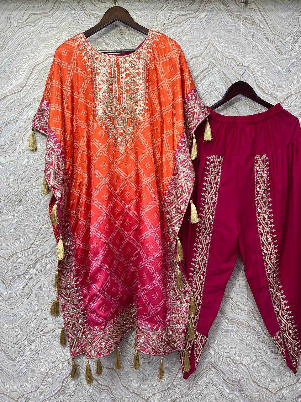 YNF CHINON SILK KESH228 564 KURTIS WHOLESALE EMBROIDERED KAFTAN SILK KURTIS MANUFACTURER- Kapda Export