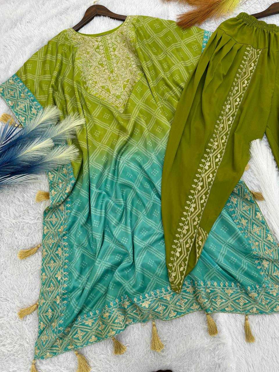 YNF CHINON SILK KESH228 564 SUITS & DRESSES WHOLESALE LADIES SILK DHOTI SALWAR EMBROIDERY KAFTAN SUITS MANUFACTURE- Kapda Export