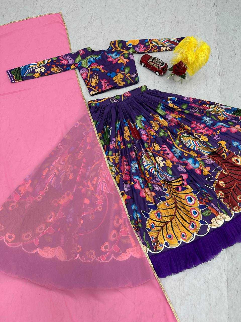 YNF COTTON KESH119 458 LEHENGAS WHOLESALE KALAMKARI PRINTED BLUE LEHENGAS MANUFACTURER- Kapda Export