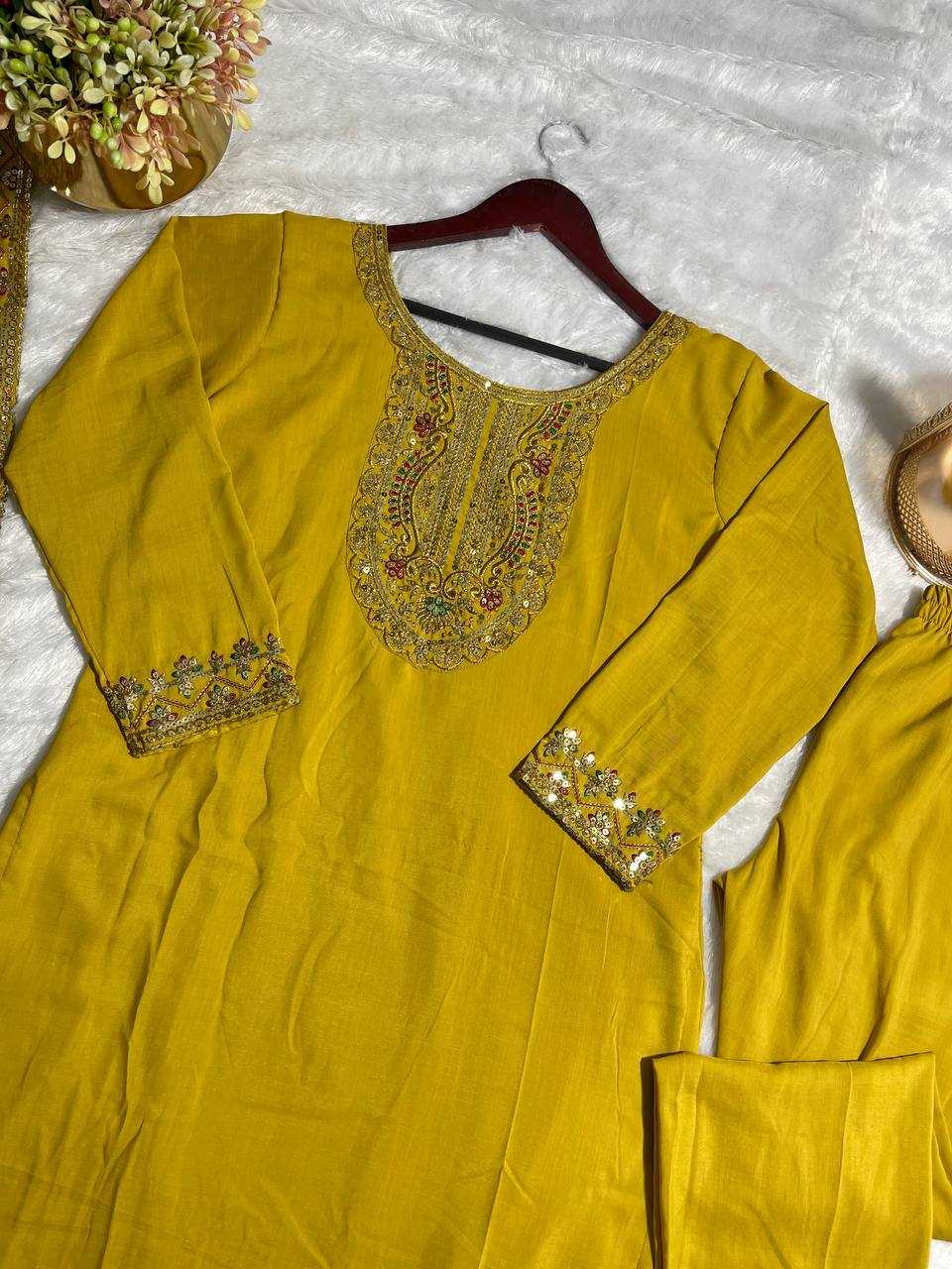 YNF COTTON KESH227 1001 SUITS & DRESSES WHOLESALE LADIES EMBROIDERY COTTON LONG KURTIS YELLOW SALWAR SUITS MANUFACTURER