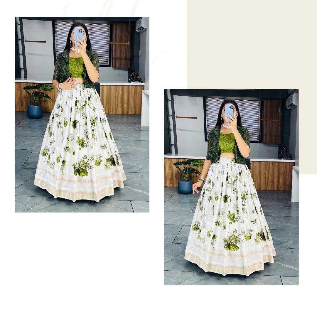 YNF DOLA SILK RIN119 6138 LEHENGAS WHOLESALE SILK PRINTED JACKET STULE WHITE LEHENGAS MANUFACTURER- Kapda Export