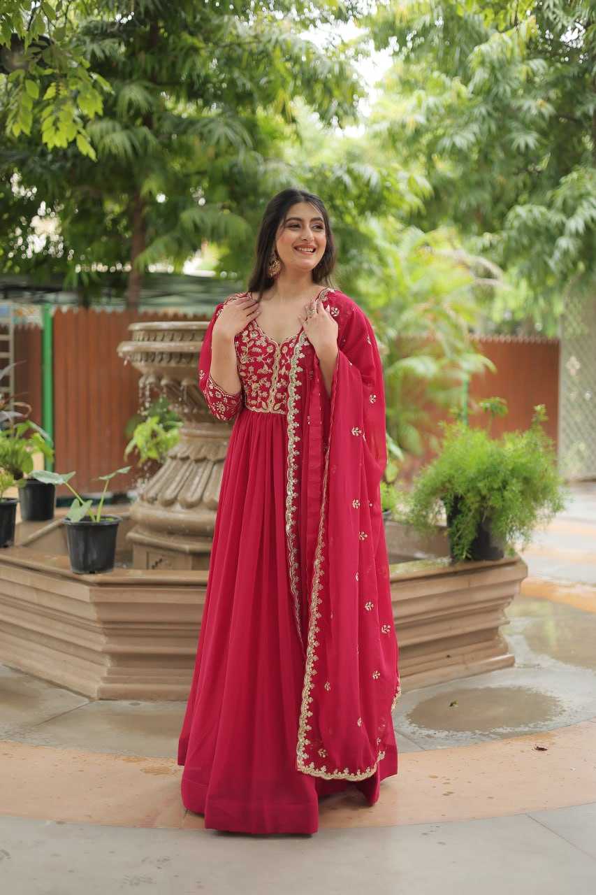 YNF FAUX BLOOMING KESH132 9208 GOWNS WHOLESALE EMBROIDERY LONG RED WEDDING GOWNS MANUFACTURER- Kapda Export