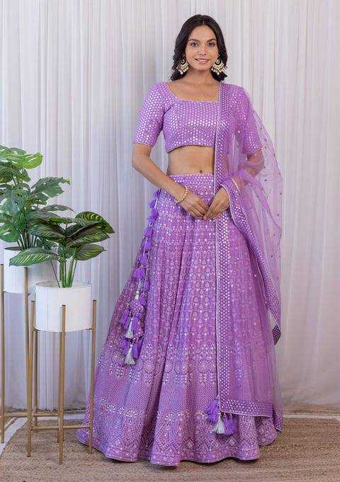 YNF FAUX GEORGETTE KESH164 L09 LEHENGAS WHOLESALE DESIGENR GEORGETTE WEDDING SEQUINS PURPLE LEHENGAS MANUFACTURER- Kapda Export