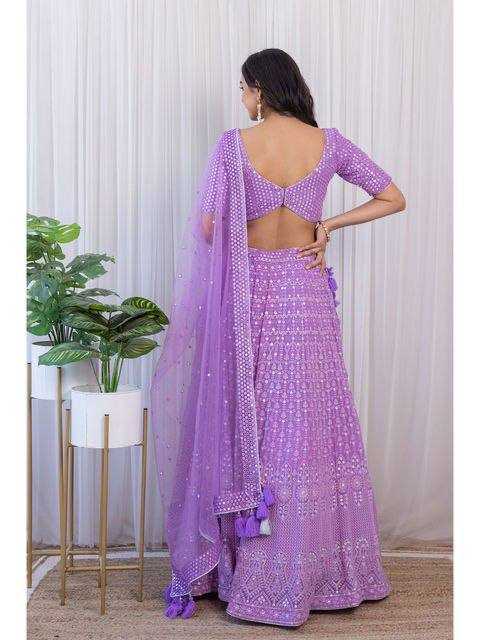 YNF FAUX GEORGETTE KESH164 L09 LEHENGAS WHOLESALE DESIGENR GEORGETTE WEDDING SEQUINS PURPLE LEHENGAS MANUFACTURER- Kapda Export