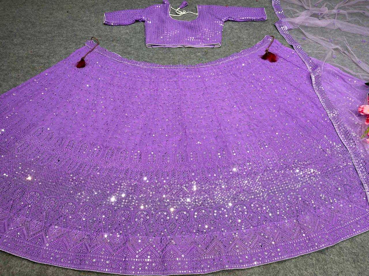 YNF FAUX GEORGETTE KESH164 L09 LEHENGAS WHOLESALE DESIGENR GEORGETTE WEDDING SEQUINS PURPLE LEHENGAS MANUFACTURER- Kapda Export