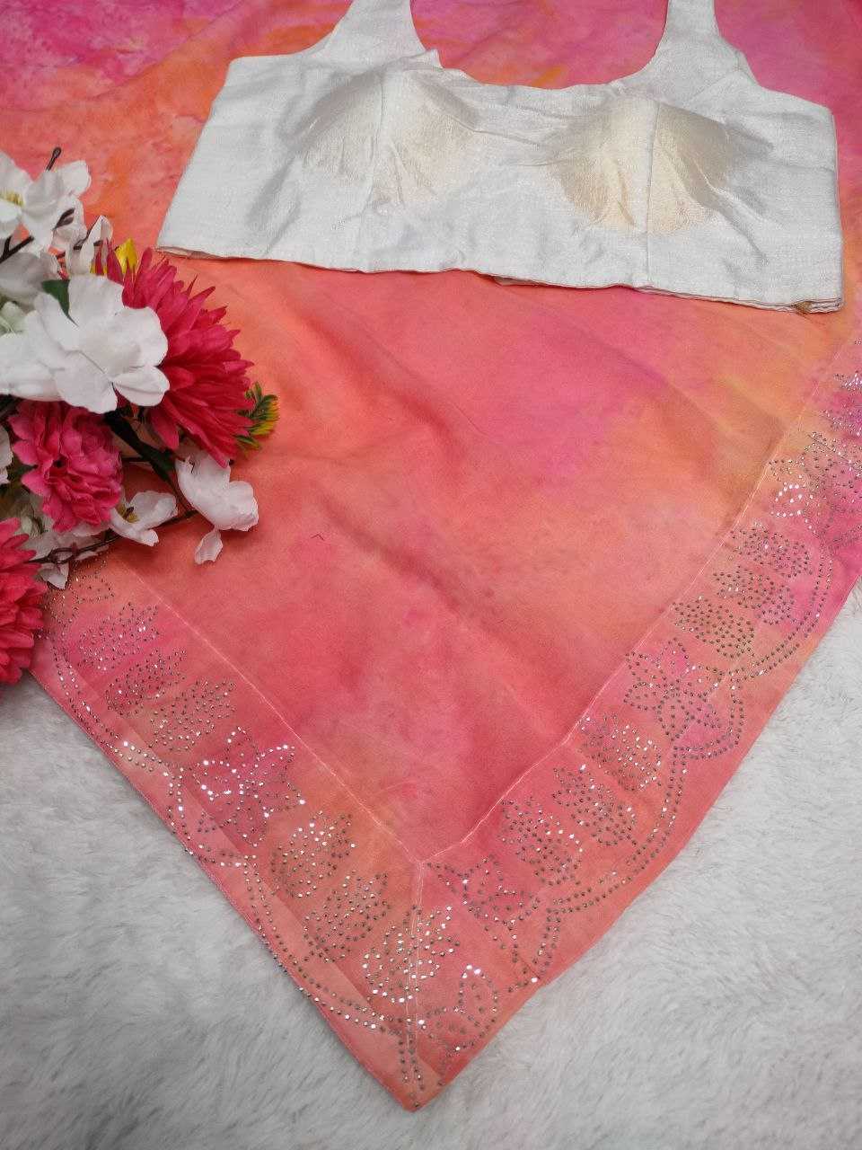 YNF FAUX GEORGETTE KESH208 Gulabi SAREES WHOLESALE FANCY GEORGETTE SWAROVSKI LIGHTWEIGHT SAREES WITH BLOUSE  MANUFACTURER