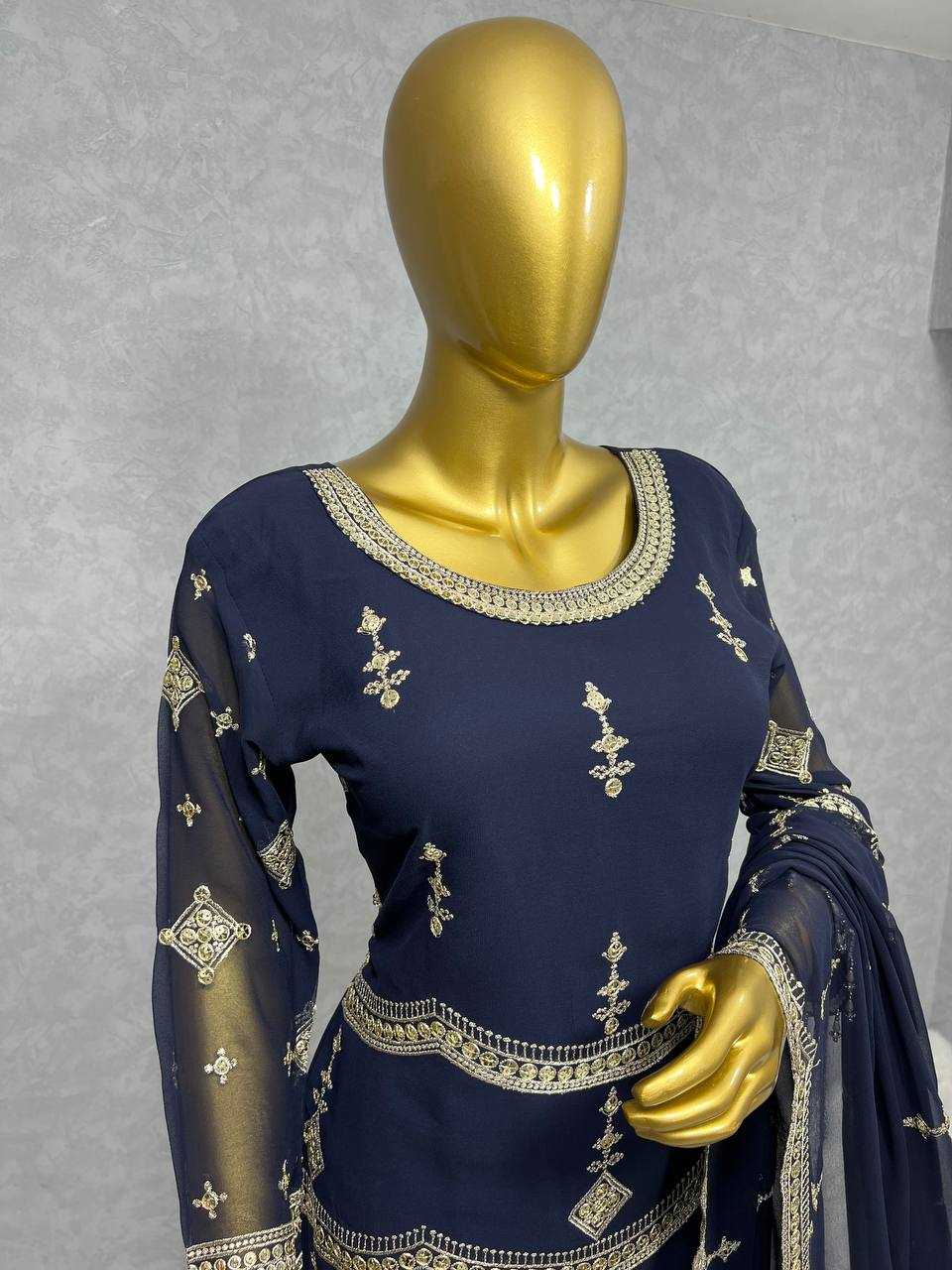 YNF FAUX GEORGETTE KESH227 1007 SUITS & DRESSES WHOLESALE LADIES EMBROIDERY GEORGETTE BLUE SALWAR SUITS MANUFACTURER