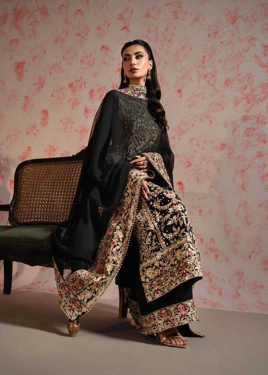 YNF FAUX GEORGETTE KESH228 570 SUITS & DRESSES WHOLESALE GEORGETTE EMBROIDERY LONG KURTI BLACK SUITS MANUFACTURE- Kapda Export