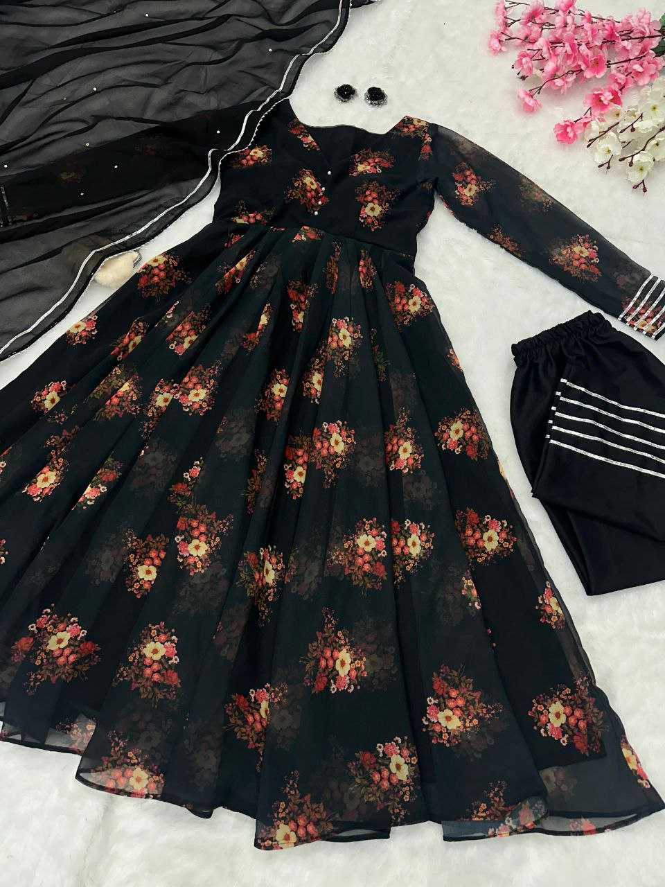 YNF GEOREGTTE KESH154 1139 GOWNS WHOLESALE GEOREGTTE BLACK PRINTED ANARKALI GOWNS MANUFACTURER- Kapda Export