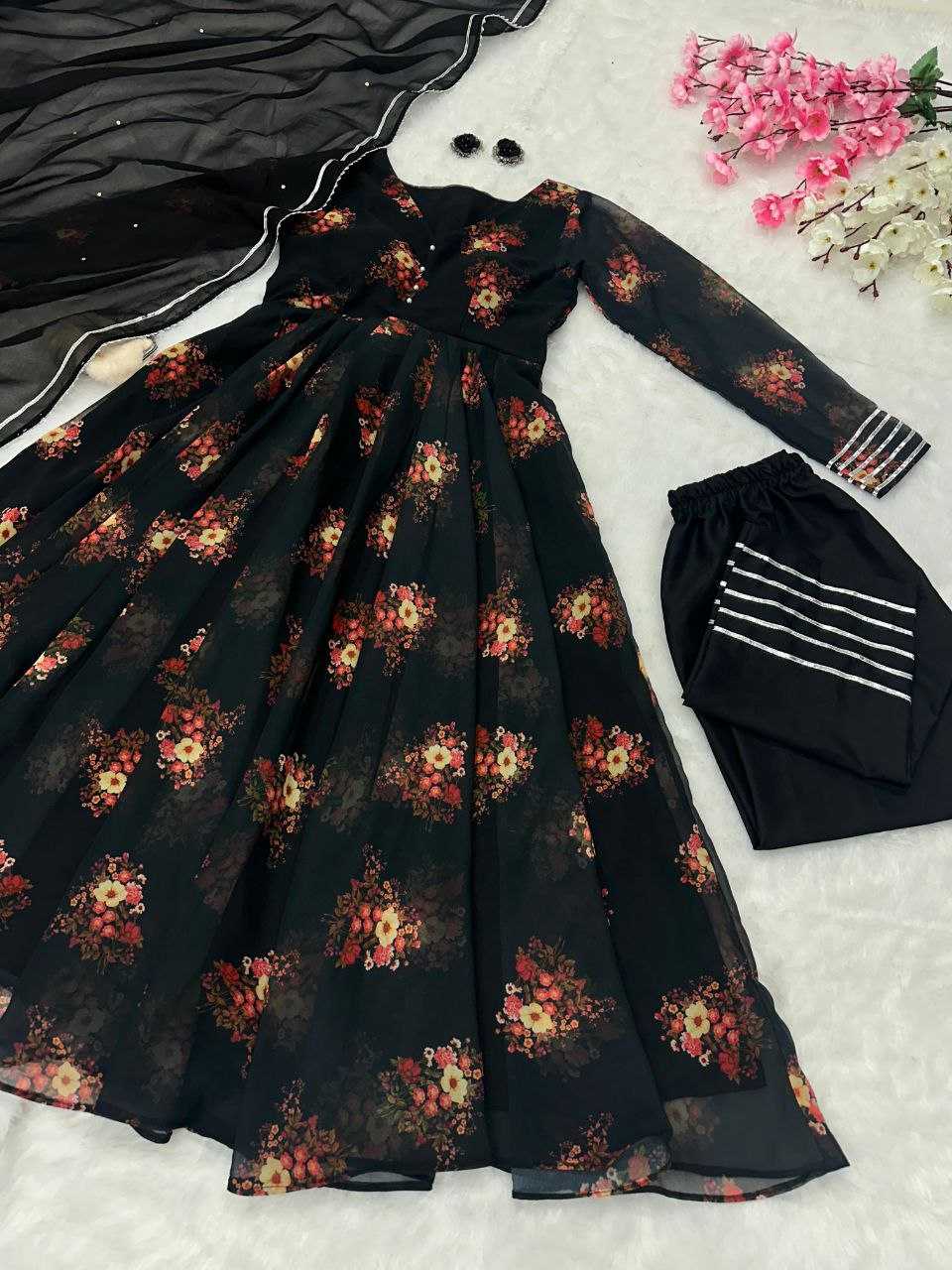 YNF GEOREGTTE KESH154 1139 GOWNS WHOLESALE GEOREGTTE BLACK PRINTED ANARKALI GOWNS MANUFACTURER- Kapda Export