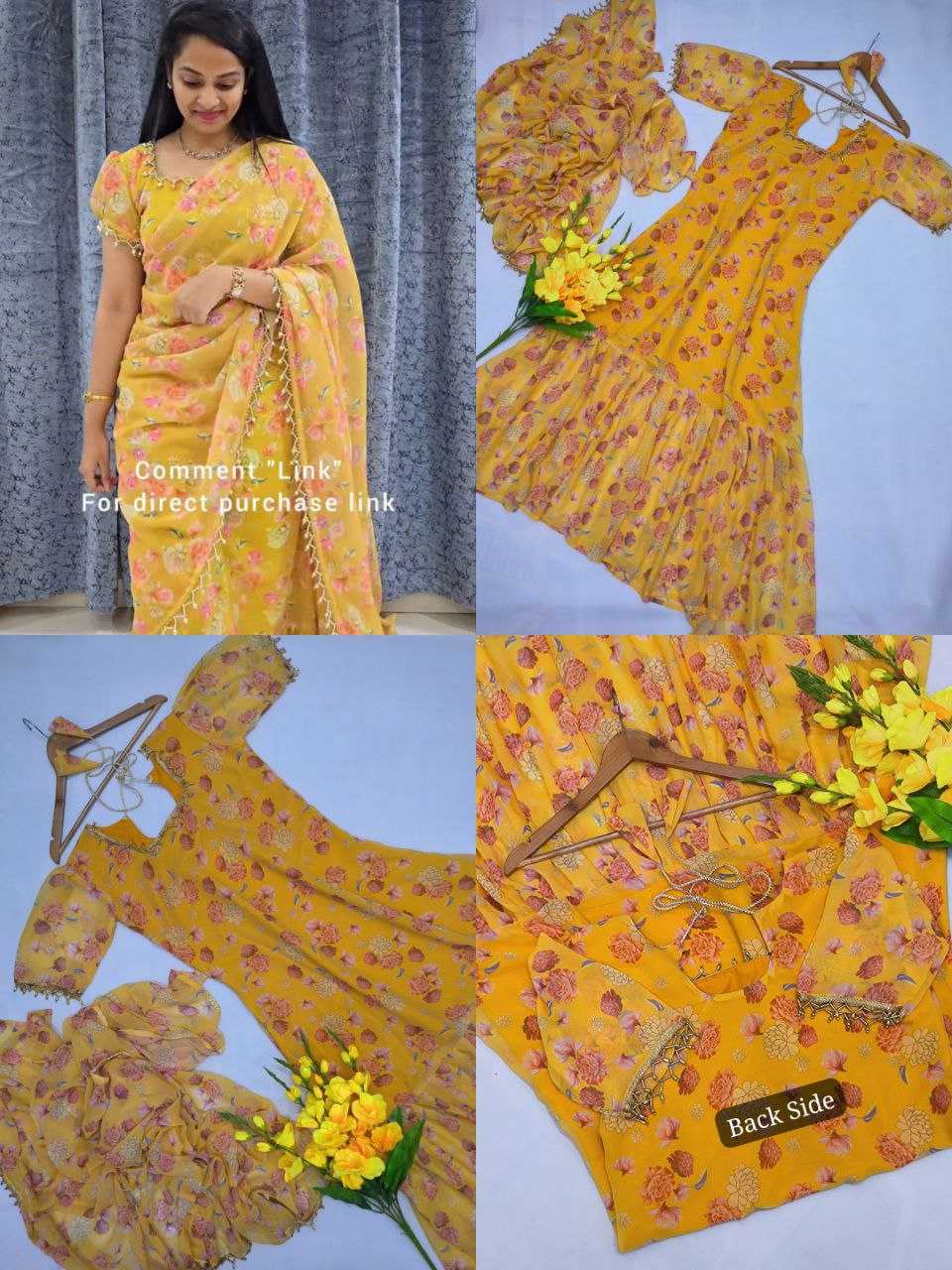 YNF GEORGETTE KESH188 9208 SAREE GOWNS WHOLESALE PRINTED GEORGETTE SIMPLE SAREE GOWNS MANUFACTURER