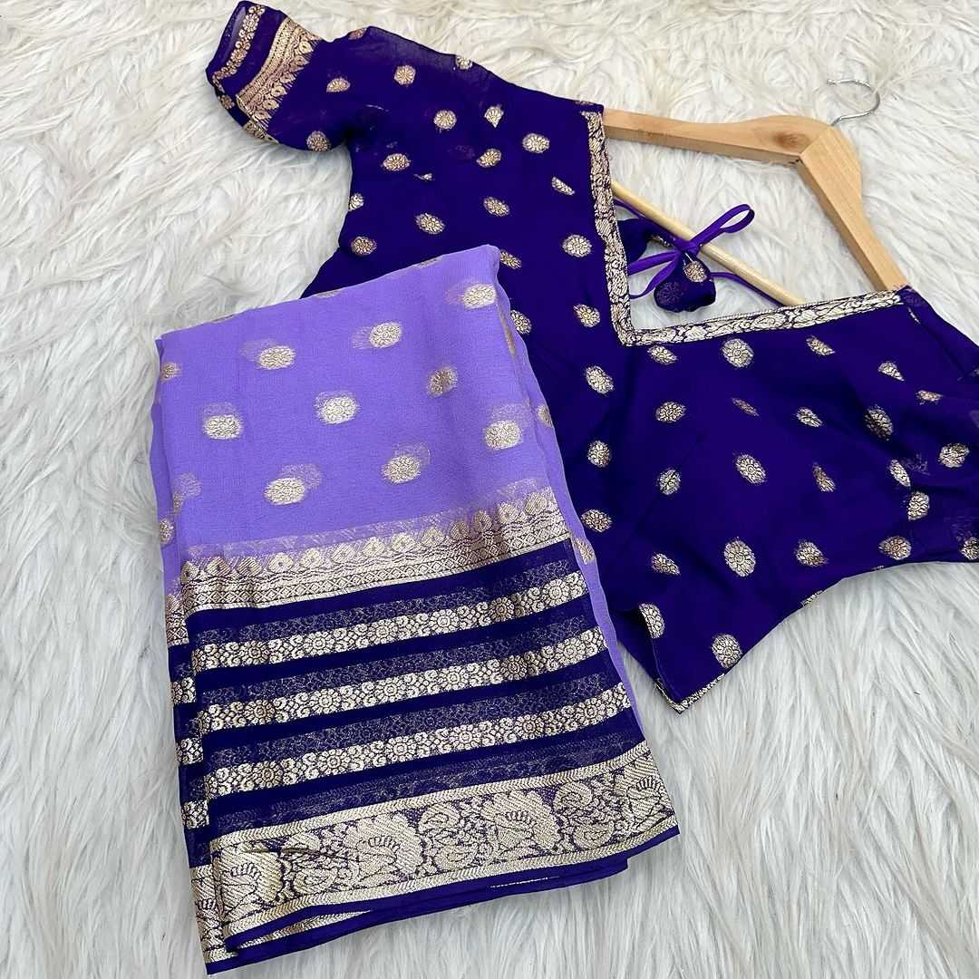 YNF GEORGETTE  RIN104 APE90 SAREES WHOLESALE GEORGETTE LADIES VISCOSE SAREES WITH BLOUSE PURPLE SAREES MANUFACTURER