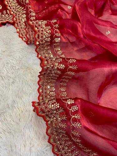 YNF JIMMY CHOO RIN187 671 SAREES WHOLESALE EMBRODERY JIMMY CHOO SEQUIN CUTWORK RED SAREES MANUFACTURER- Kapda Export