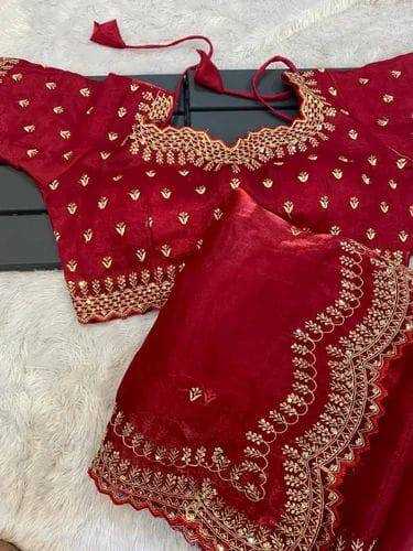 YNF JIMMY CHOO RIN187 671 SAREES WHOLESALE EMBRODERY JIMMY CHOO SEQUIN CUTWORK RED SAREES MANUFACTURER- Kapda Export