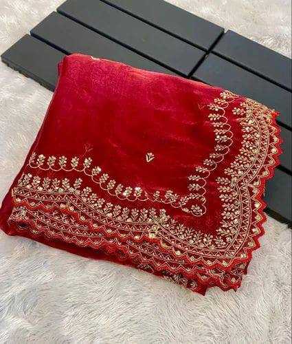 YNF JIMMY CHOO RIN187 671 SAREES WHOLESALE EMBRODERY JIMMY CHOO SEQUIN CUTWORK RED SAREES MANUFACTURER- Kapda Export