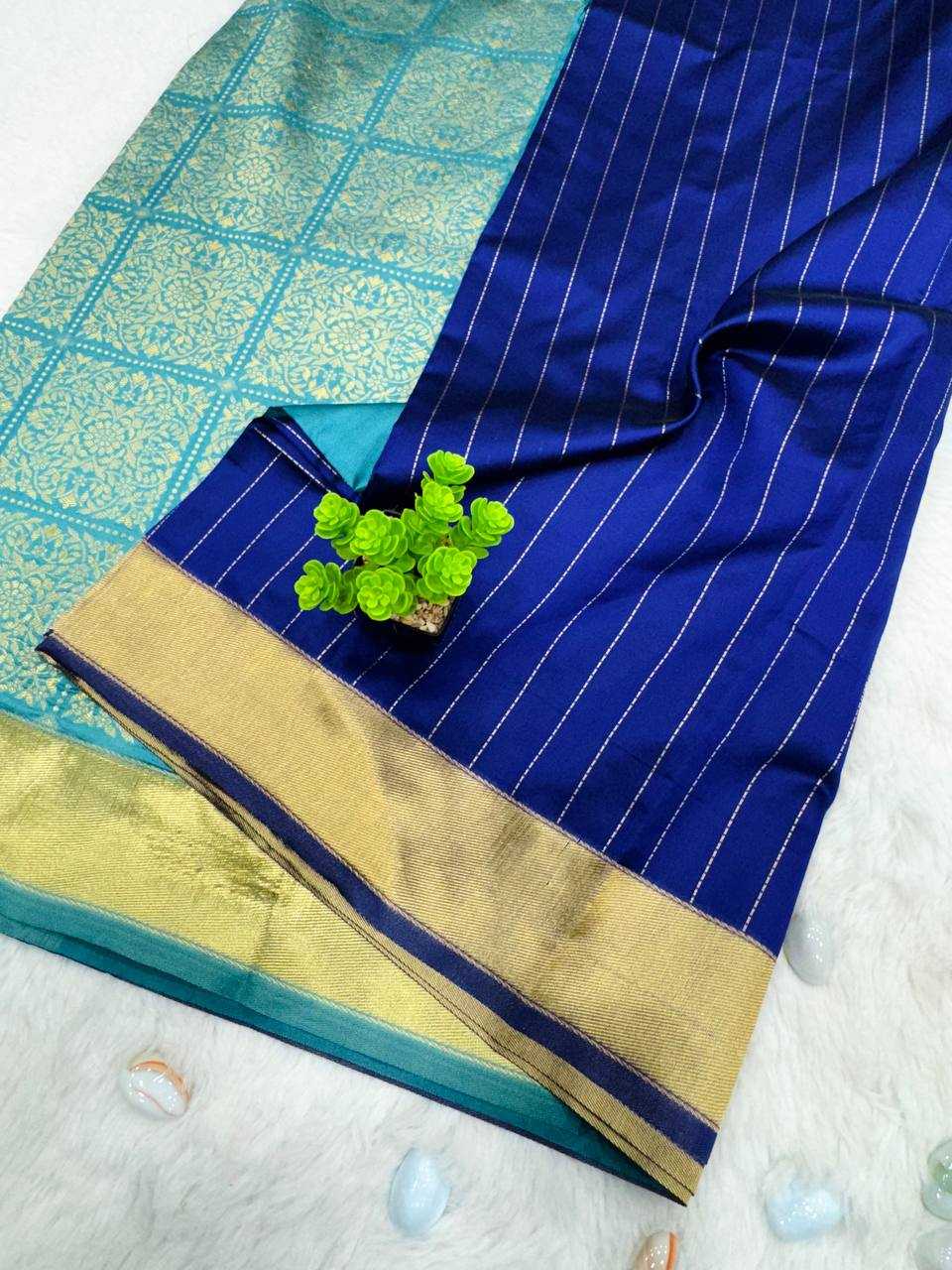 YNF LICHI SILK KESH162 VRT101 SAREES WHOLESALE LADIES SILK BLUE ZARI BORDER SAREES MANUFACTURER- Kapda Export