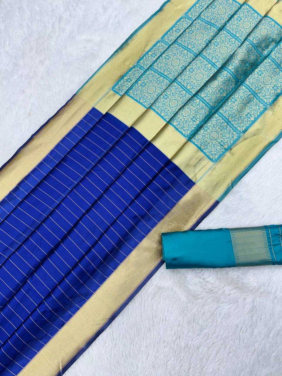 YNF LICHI SILK KESH162 VRT101 SAREES WHOLESALE LADIES SILK BLUE ZARI BORDER SAREES MANUFACTURER- Kapda Export