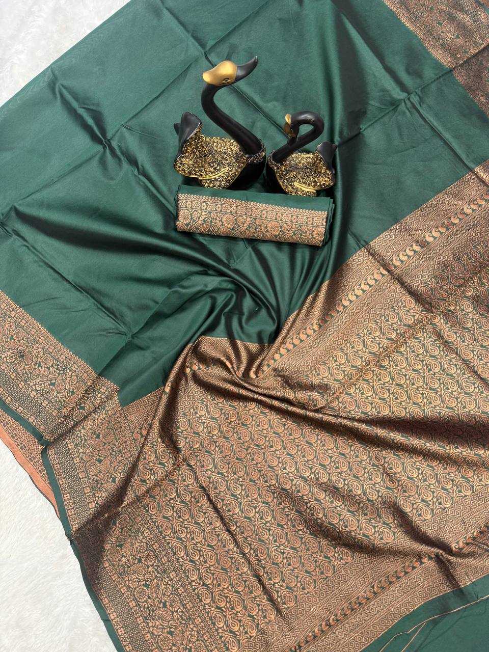 YNF LICHI SILK RIN179 768 SAREES WHOLESALE LADIES SILK GREEN ZARI BORDER SAREES MANUFACTURER- Kapda Export