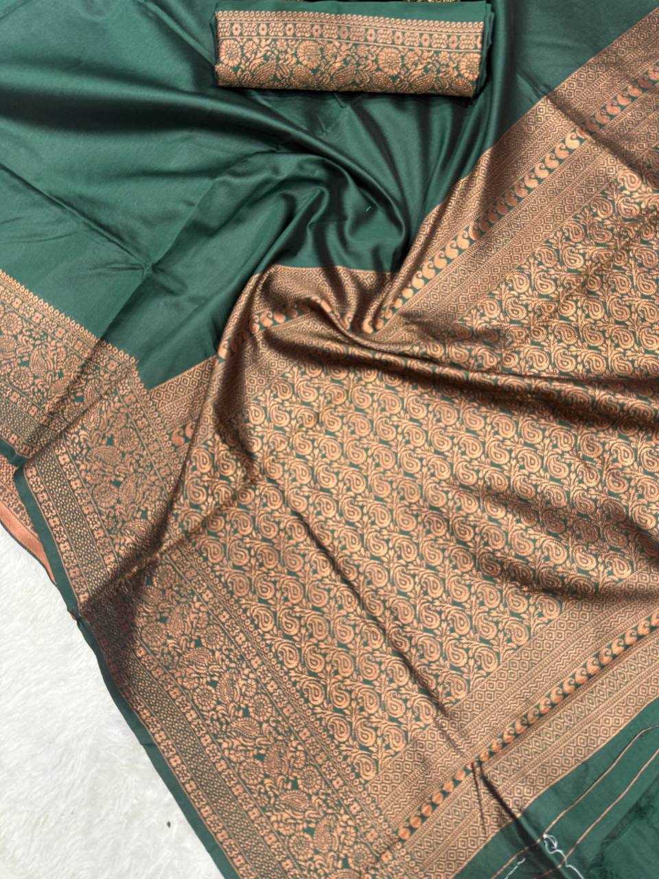 YNF LICHI SILK RIN179 768 SAREES WHOLESALE LADIES SILK GREEN ZARI BORDER SAREES MANUFACTURER- Kapda Export