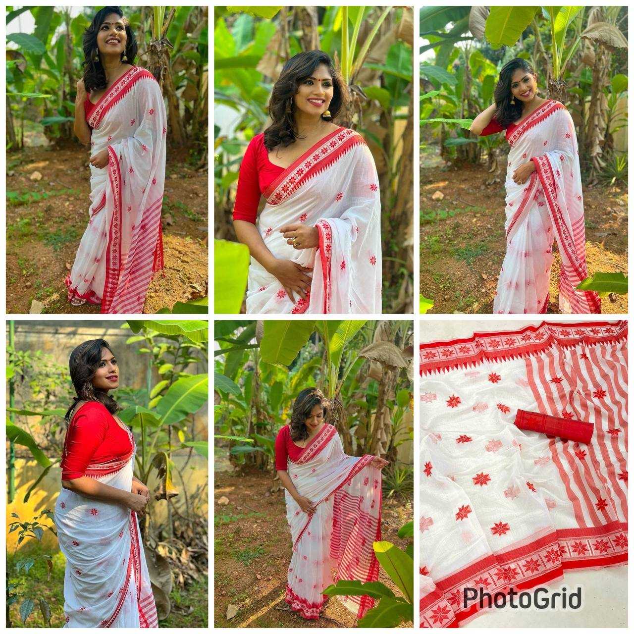 YNF LINEN RIN179 612 SAREES WHOLESALE PRINTED WHITE LINEN SAREES MANUFACTURER