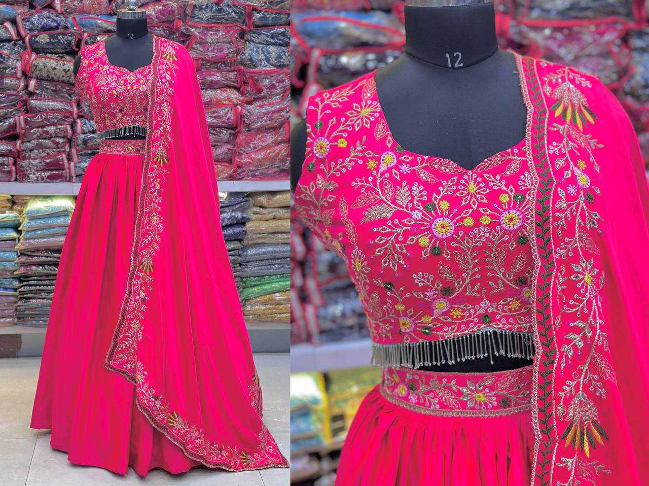 YNF MALAI SILK RIN114 5001 LEHENGAS WHOLESALE DESIGENR SILK WEDDING EMBROIDERED PINK LEHENGAS MANUFACTURER- Kapda Export