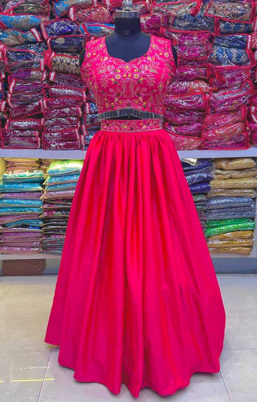 YNF MALAI SILK RIN114 5001 LEHENGAS WHOLESALE DESIGENR SILK WEDDING EMBROIDERED PINK LEHENGAS MANUFACTURER- Kapda Export