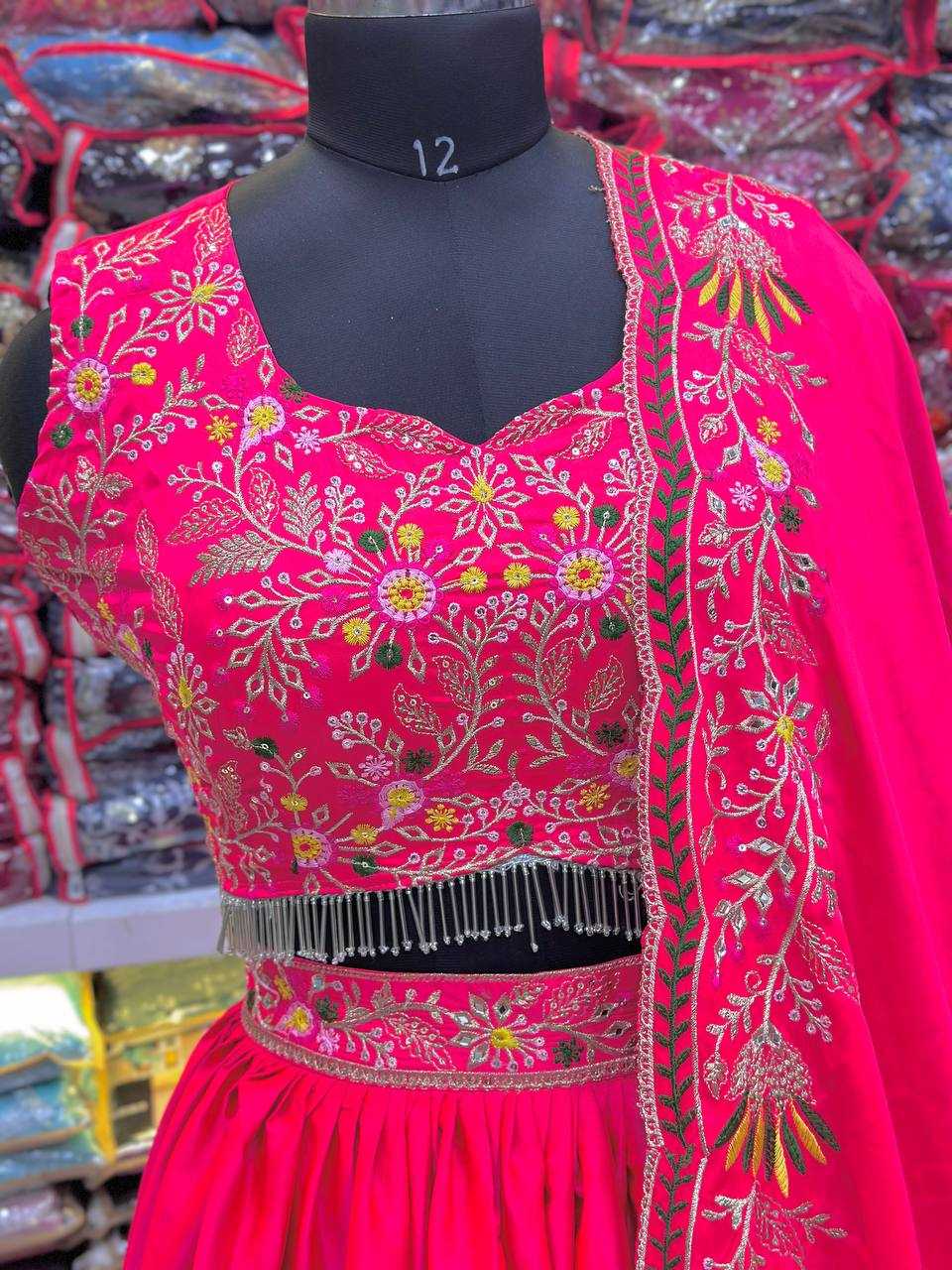 YNF MALAI SILK RIN114 5001 LEHENGAS WHOLESALE DESIGENR SILK WEDDING EMBROIDERED PINK LEHENGAS MANUFACTURER- Kapda Export