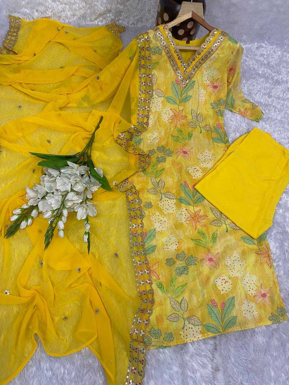 YNF MUSLIN KESH164 G60 SUITS & DRESSES WHOLESALE PRINTED LONG KURTI YELLOW SALWAR EMBROIDRY SUITS MANUFACTURE- Kapda Export