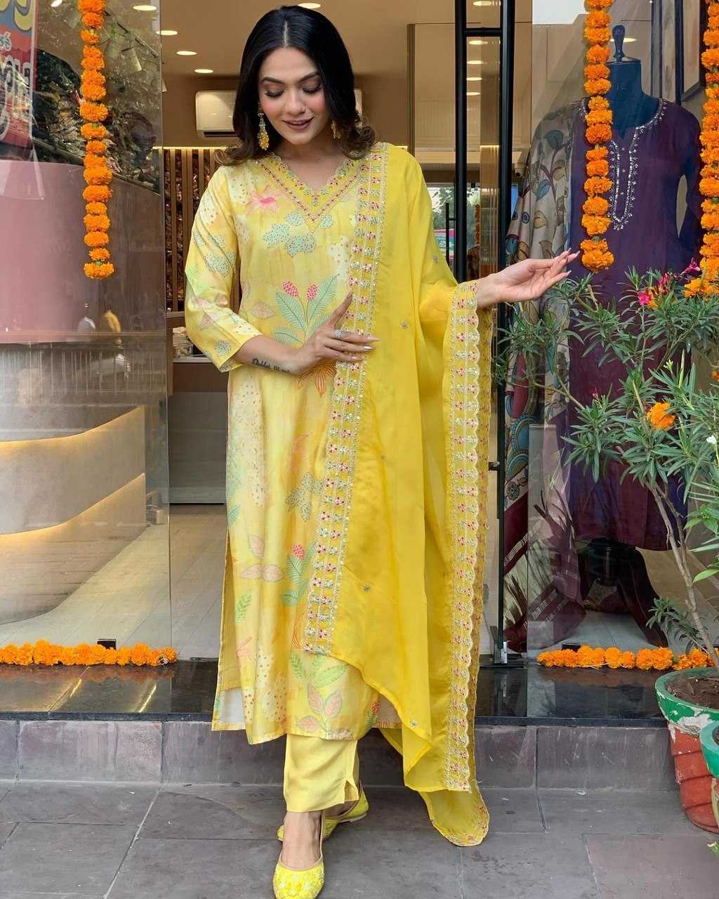 YNF MUSLIN KESH164 G60 SUITS & DRESSES WHOLESALE PRINTED LONG KURTI YELLOW SALWAR EMBROIDRY SUITS MANUFACTURE- Kapda Export