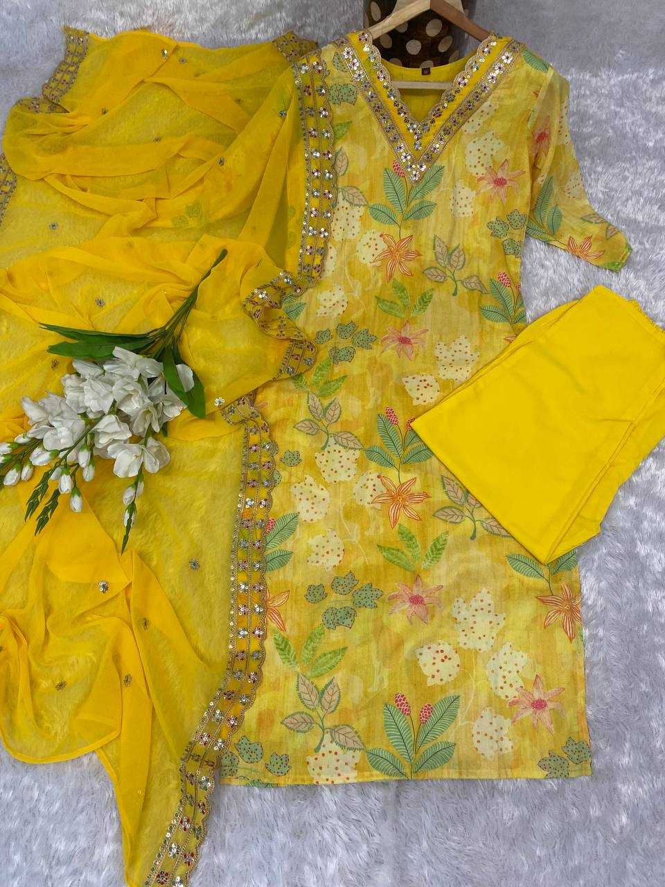 YNF MUSLIN KESH164 G60 SUITS & DRESSES WHOLESALE PRINTED LONG KURTI YELLOW SALWAR EMBROIDRY SUITS MANUFACTURE- Kapda Export