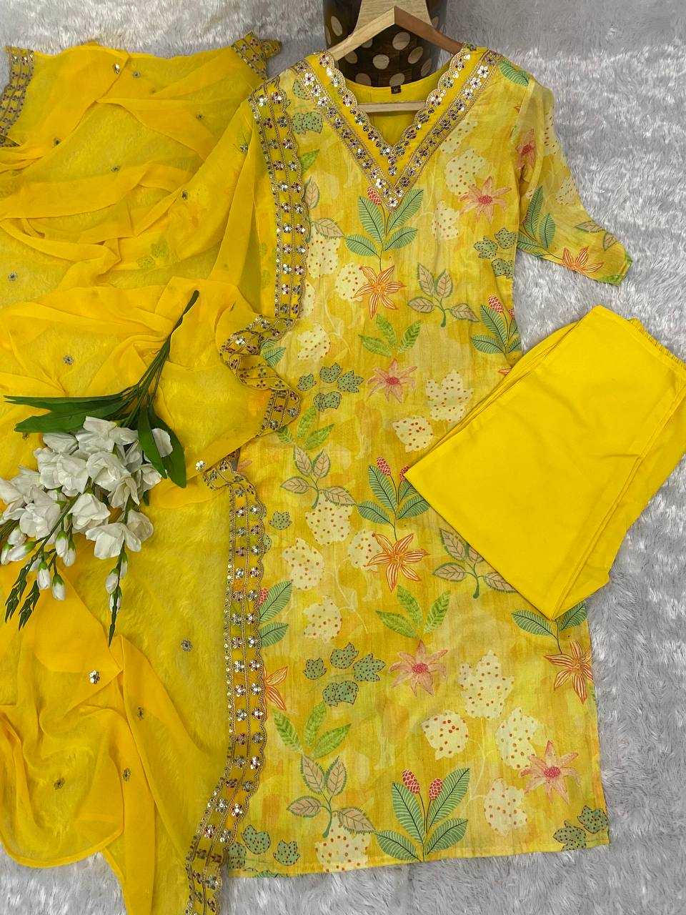 YNF MUSLIN KESH164 G60 SUITS & DRESSES WHOLESALE PRINTED LONG KURTI YELLOW SALWAR EMBROIDRY SUITS MANUFACTURE- Kapda Export