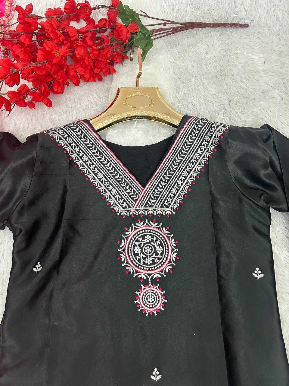 YNF MUSLIN SILK KESH164 G66 SUITS & DRESSES WHOLESALE EMBROIDRY LADIES SILK LONG KURTI BLACK SALWAR SUITS MANUFACTURE- Kapda Export