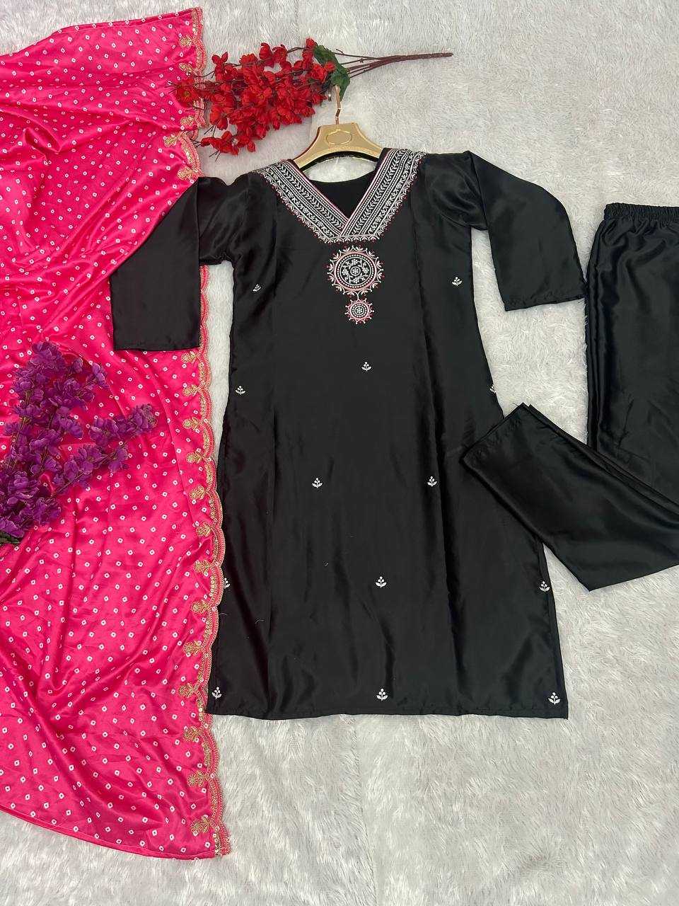 YNF MUSLIN SILK KESH164 G66 SUITS & DRESSES WHOLESALE EMBROIDRY LADIES SILK LONG KURTI BLACK SALWAR SUITS MANUFACTURE- Kapda Export