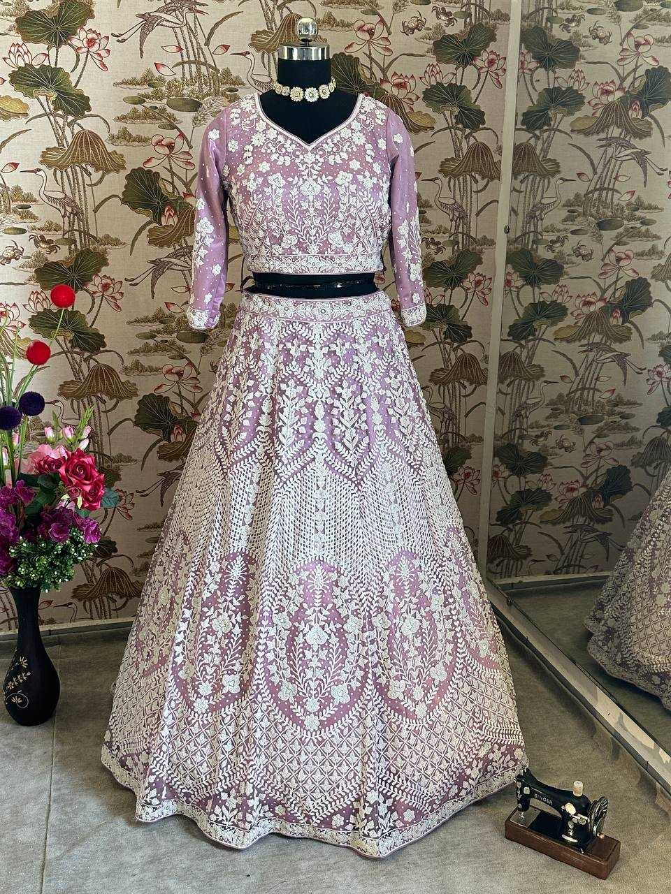 YNF NET RIN114 5054 LEHENGAS WHOLESALE DESIGNER WEDDING NET FANCY LEHENGAS MANUFACTURER