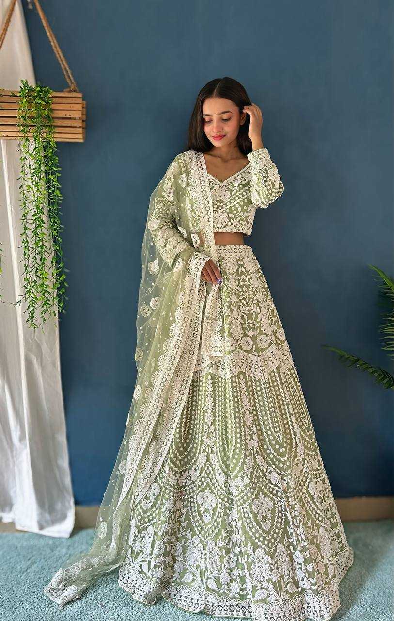 YNF NET RIN114 5055 LEHENGAS WHOLESALE DESIGENR DESIGNER WEDDING NET FANCY EMBROIDERED MEHENDI OUTFITS LEHENGAS MANUFACTURER- Kapda Export