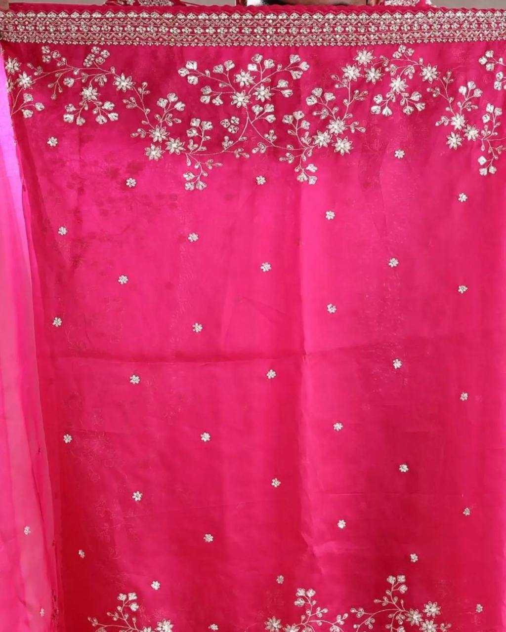 YNF ORGANZA SILK RIN187 653 SAREES WHOLESALE SEQUENCE EMBRODERY ORGANZA PINK SAREES MANUFACTURER- Kapda Export