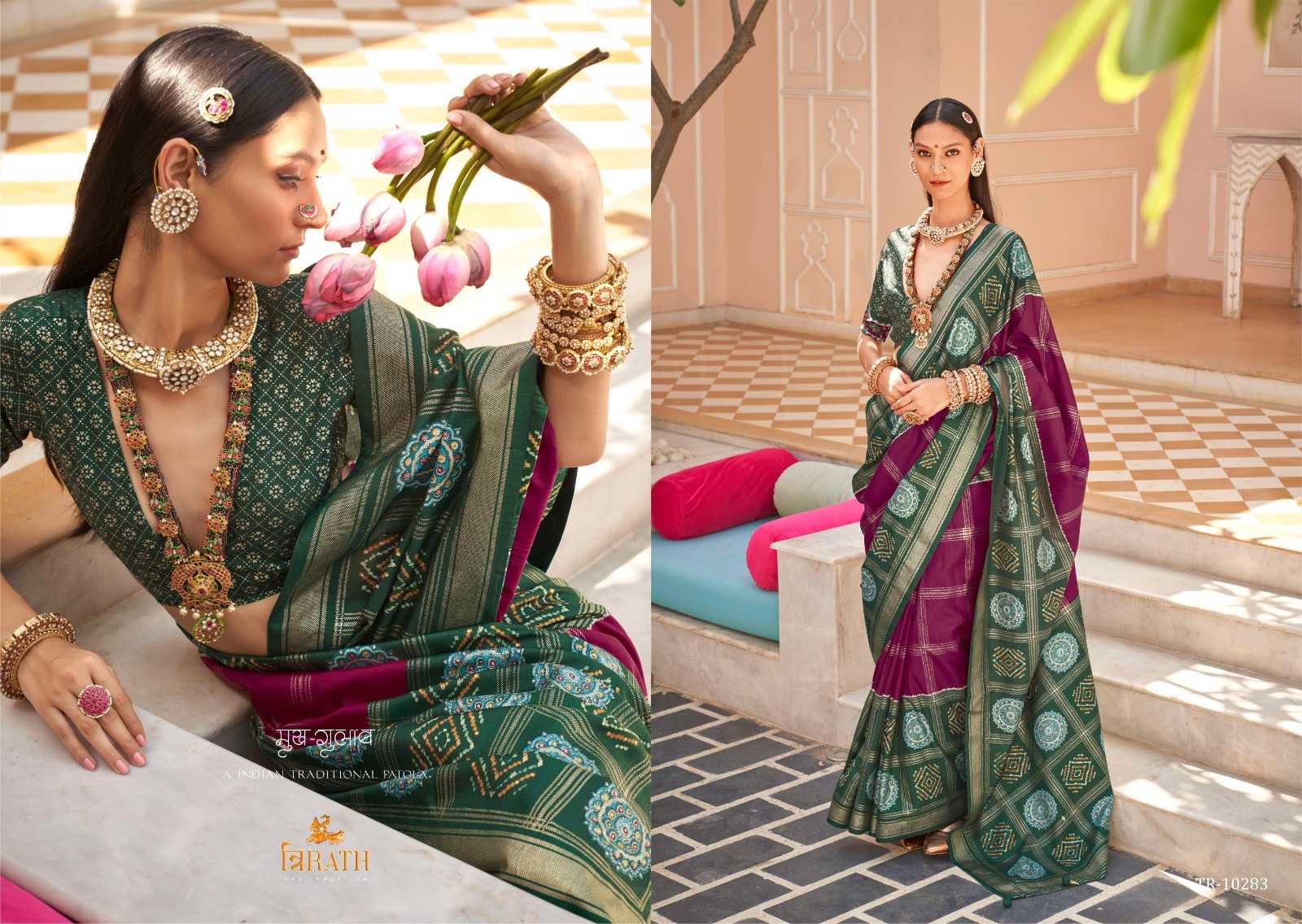 YNF PURE SILK TRIRATH KESH235 GULAB PATOLA CLOTHING BRANDS WHOLESALE SAREES MANUFACTURER - Kapda Export