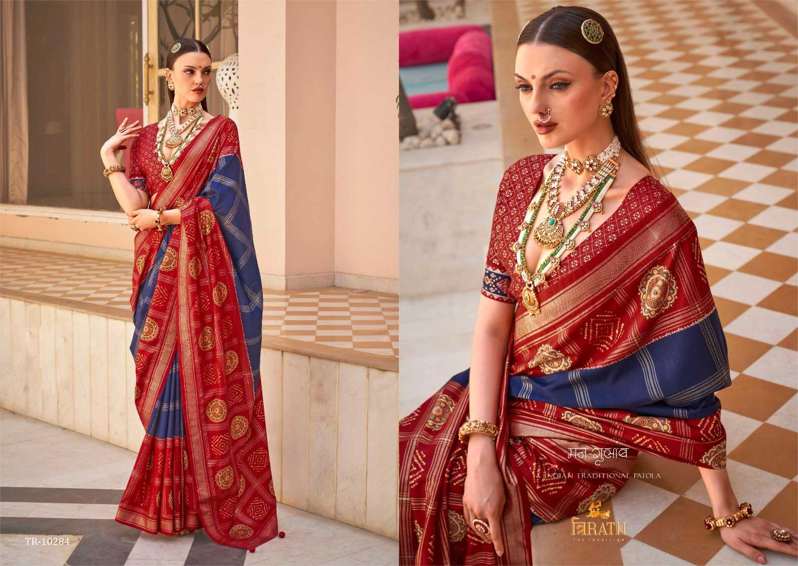 YNF PURE SILK TRIRATH KESH235 GULAB PATOLA CLOTHING BRANDS WHOLESALE SAREES MANUFACTURER - Kapda Export